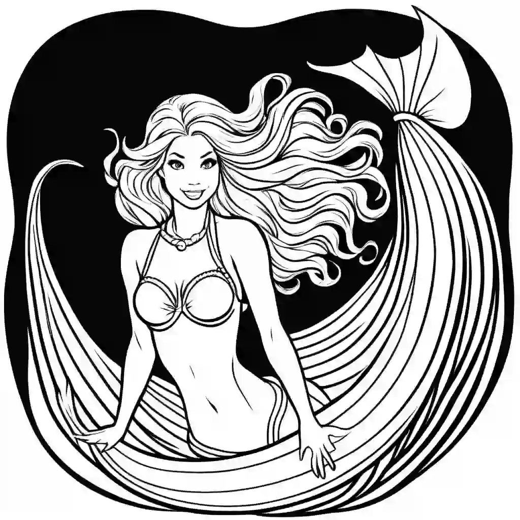 Mermaid Swimming coloring pages